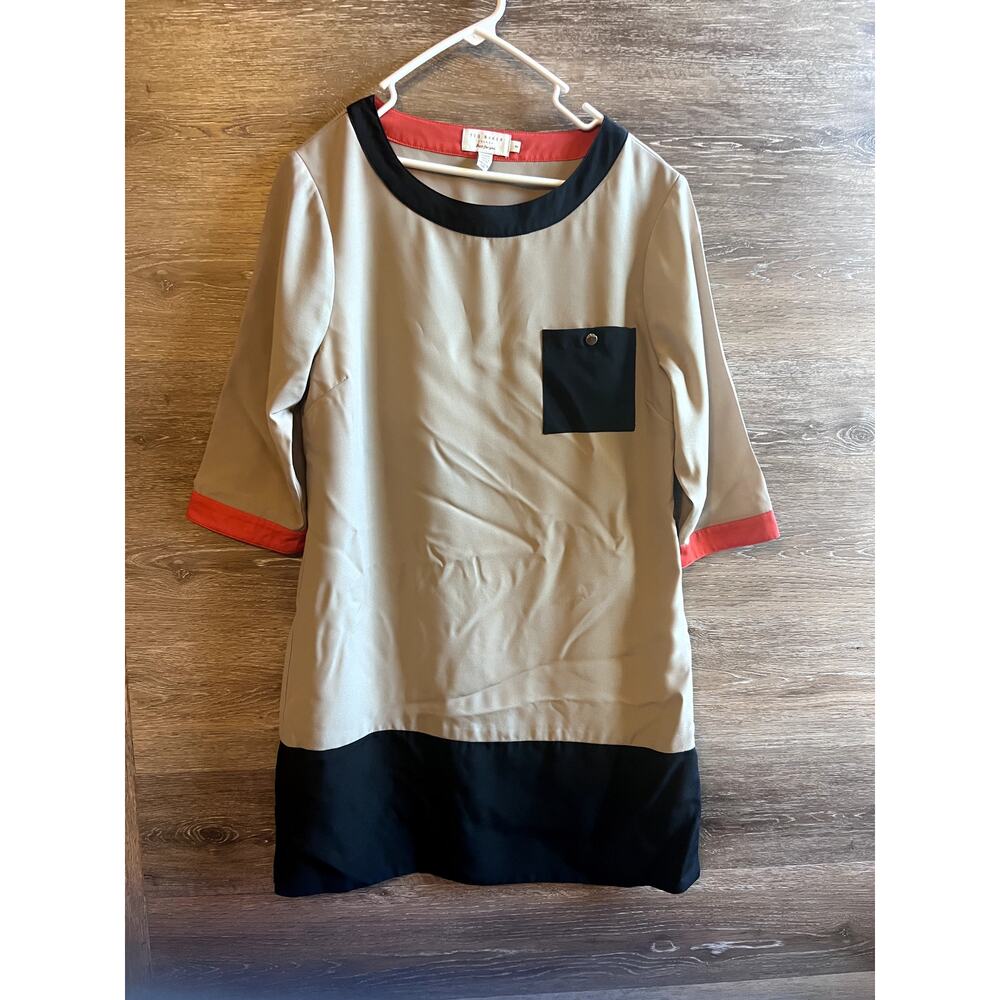 Ted Baker dress size 2 Silk 3/4 sleeves short small modern